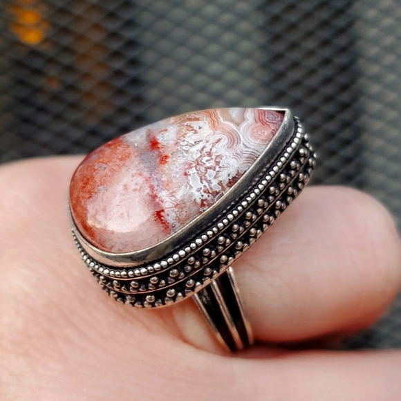 New Crazy Lace Agate 925 Silver Ring. - Picture 3 of 16